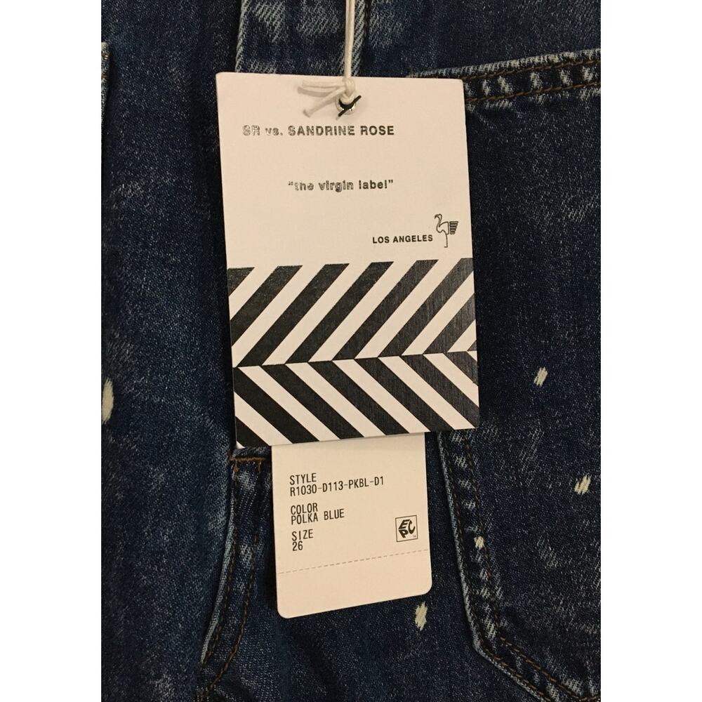 NWT Free People x Sandrine Rose Bleached Polka Dot Straight Leg Jeans Size 26 - Picture 6 of 9